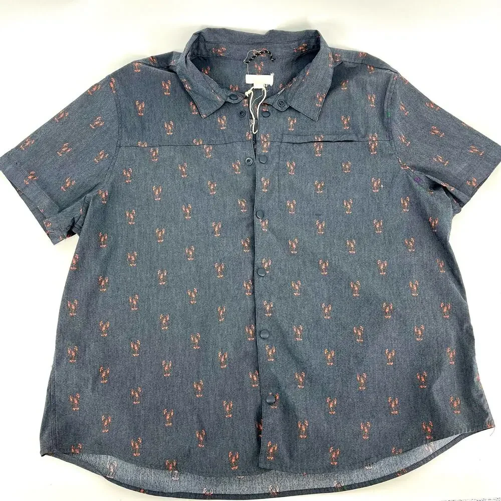 Ecothreads new gray mens' shirt with lobster motif (XXL) - Picture 1 of 5